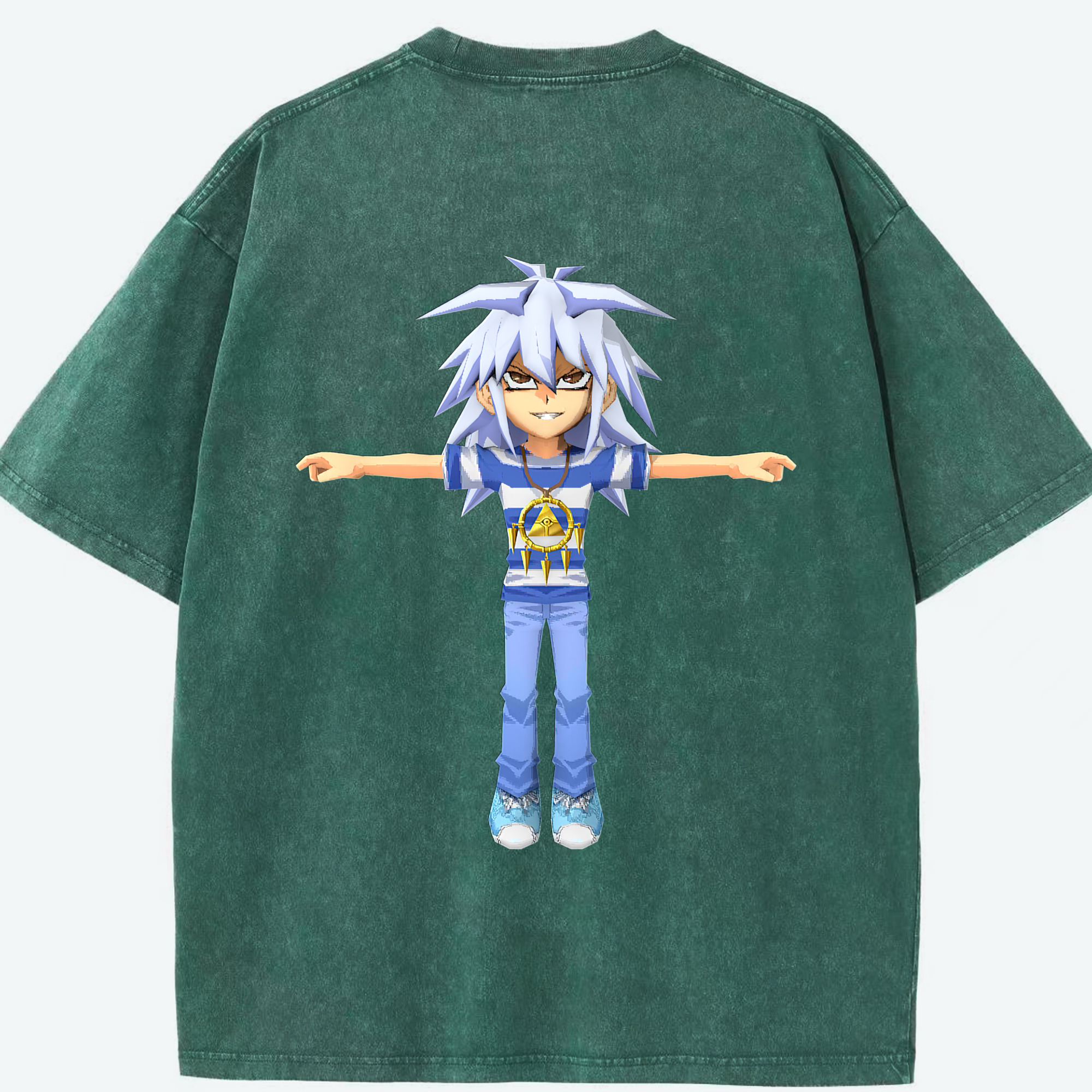 （画像用） 遊☆戯☆王 Yu-Gi-Oh! 綿100% ヴィンテージ風 半袖Tシャツ（背面プリント）